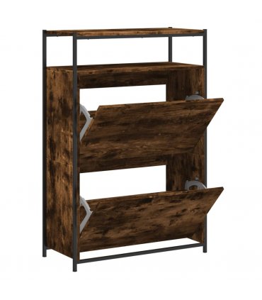 vidaXL Shoe Cabinet Smoked Oak 75x34x112 Engineered Wood