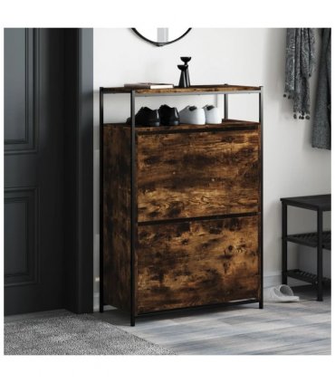 vidaXL Shoe Cabinet Smoked Oak 75x34x112 Engineered Wood