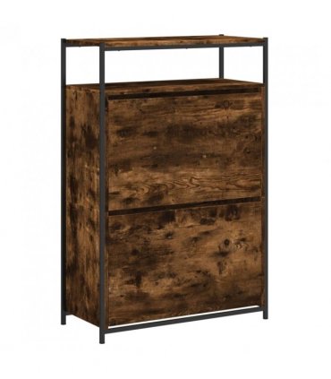 vidaXL Shoe Cabinet Smoked Oak 75x34x112 Engineered Wood