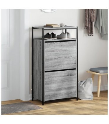 vidaXL Shoe Cabinet Grey Sonoma 60x34x112 Engineered Wood
