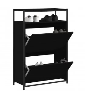 vidaXL Shoe Cabinet | Black | Engineered Wood | Compact | Shoe Cabinet