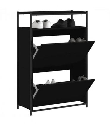 vidaXL Shoe Cabinet | Black | Engineered Wood | Compact | Shoe Cabinet