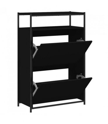 vidaXL Shoe Cabinet | Black | Engineered Wood | Compact | Shoe Cabinet