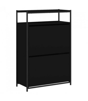 vidaXL Shoe Cabinet | Black | Engineered Wood | Compact | Shoe Cabinet