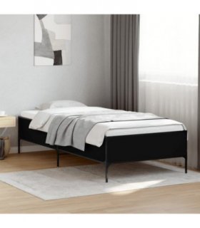 vidaXL Bed Frame without Mattress Black 90x190 cm Single — Size: 90 x 190 cm — V0672048856