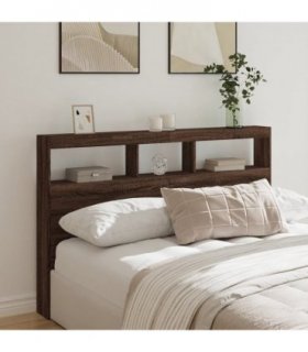 vidaXL Headboard Cabinet with LED Brown Oak 160x17x102 cm — Size: 160 x 17 x 102 cm