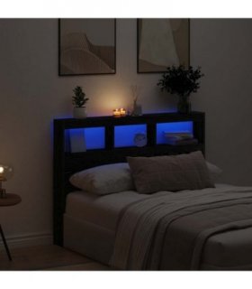 vidaXL Headboard Cabinet with LED Black Oak 140x17x102 cm — Size: 140 x 17 x 102 cm