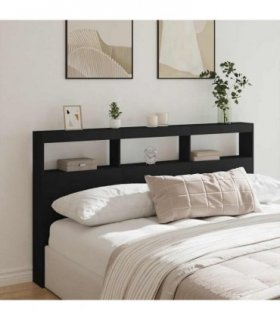 vidaXL Headboard Cabinet | Black | Engineered wood | 180x17x102 cm — Size: 180 x 17 x 102 cm
