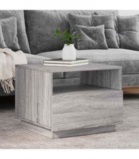 vidaXL Coffee Table with LED Lights Grey Sonoma 50x49x40 cm