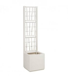 vidaXL Garden Planter with Trellis White 36 x 36 x 140 cm PP