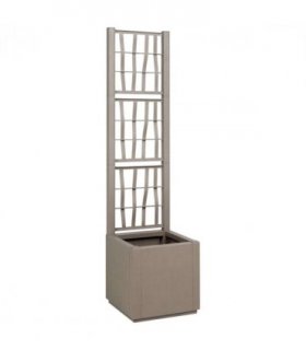vidaXL Garden Planter with Trellis Light Brown 36 x 36 x 140 cm PP