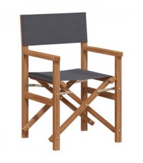 vidaXL Director Chair Grey Solid Teak Wood
