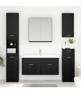 vidaXL Sink cabinet with Storage with Door Black Oak Engineered Wood — Size: 100 x 38.5 x 46 cm