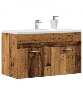 vidaXL Bathroom Sink Cabinet Old Wood 90x38.5x46 cm Engineered Wood — Size: 90 x 38.5 x 46 cm