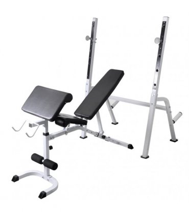 vidaXL Workout Bench with Weight Rack, Barbell and Dumbbell Set 60.5kg