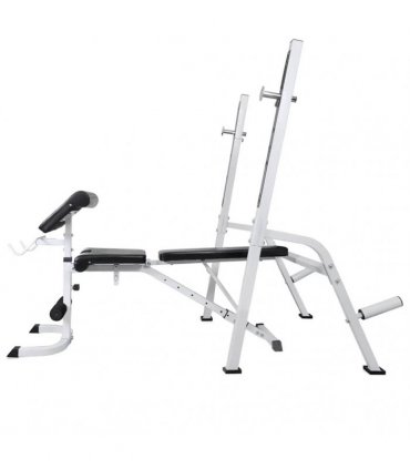 vidaXL Workout Bench with Weight Rack, Barbell and Dumbbell Set 60.5kg