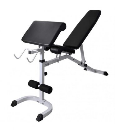 vidaXL Workout Bench with Weight Rack, Barbell and Dumbbell Set 60.5kg
