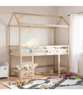 vidaXL Kids' Bed Roof 217x95.5x159 cm Solid Wood Pine — Colour: natural, Size: 217 x 95.5 x 159 cm