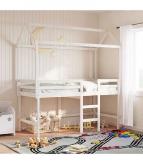 vidaXL Kids' Bed Roof White 217x95.5x159 cm Solid Wood Pine — Size: 217 x 95.5 x 159 cm