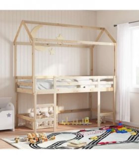 vidaXL Kids' Bed Roof 217x85.5x154 cm Solid Wood Pine — Colour: natural, Size: 217 x 85.5 x 154 cm