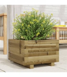vidaXL Garden Planter 40x40x26.5 cm Impregnated Wood Pine — Colour: natural impregnated, Size: 40 x 40 x 26.5 cm