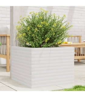 vidaXL Garden Planter White 60x60x45.5 cm Solid Wood Pine — Size: 60 x 60 x 45.5 cm
