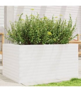 vidaXL Garden Planter White 90x60x45.5 cm Solid Wood Pine — Size: 90 x 60 x 45.5 cm