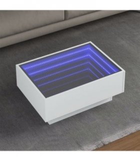vidaXL Coffee Table with LED White 70x50x30 cm Engineered Wood — Size: 70 x 50 x 30 cm