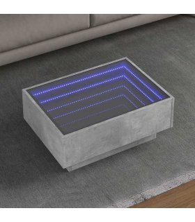 vidaXL Coffee Table with LED Concrete Grey 70x50x30 cm Engineered Wood — Size: 70 x 50 x 30 cm