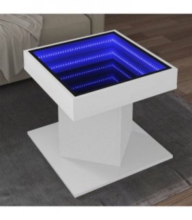 vidaXL Coffee Table with LED White 50x50x45 cm Engineered Wood — V0672050450