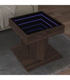 vidaXL Coffee Table with LED Brown Oak 50x50x45 cm Engineered Wood