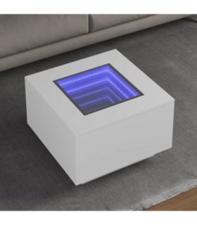 vidaXL Coffee Table with LED White 60x60x40 cm Engineered Wood — Size: 60 x 60 x 40 cm