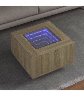 vidaXL Coffee Table with LED Sonoma Oak 60x60x40 cm Engineered Wood — Size: 60 x 60 x 40 cm