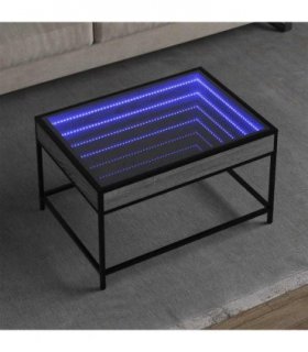 vidaXL Coffee Table with Infinity LED Grey Sonoma 70x50x41 cm — Size: 70 x 50 x 41 cm