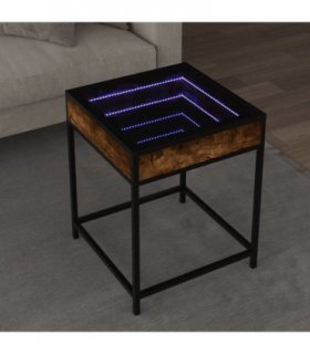vidaXL Coffee Table with Infinity LED Smoked Oak 40x40x51 cm — Size: 40 x 40 x 51 cm