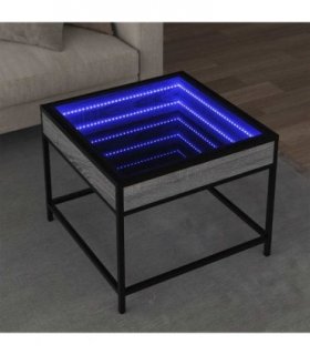 vidaXL Coffee Table with Infinity LED Grey Sonoma 50x50x41 cm — Size: 50 x 50 x 41 cm