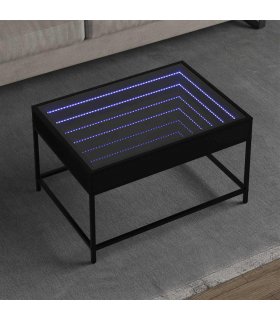 vidaXL Coffee Table with Infinity LED Black 70x50x41 cm — Size: 70 x 50 x 41 cm