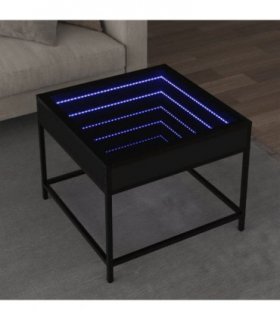 vidaXL Coffee Table with Infinity LED Black 50x50x41 cm — Size: 50 x 50 x 41 cm