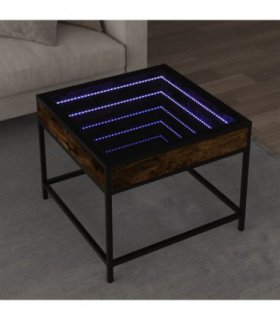 vidaXL Coffee Table with Infinity LED Smoked Oak 50x50x41 cm — Size: 50 x 50 x 41 cm