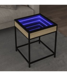 vidaXL Coffee Table with Infinity LED Sonoma Oak 40x40x51 cm — Size: 40 x 40 x 51 cm