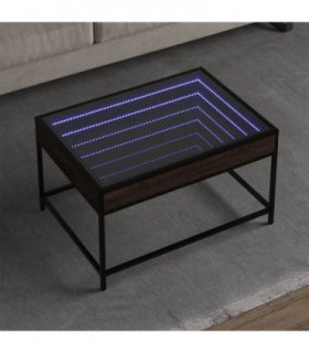 vidaXL Coffee Table with Infinity LED Brown Oak 70x50x41 cm — Size: 70 x 50 x 41 cm
