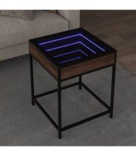 vidaXL Coffee Table with Infinity LED Brown Oak 40x40x51 cm — Size: 40 x 40 x 51 cm