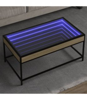vidaXL Coffee Table with Infinity LED Sonoma Oak 90x50x41 cm — Size: 90 x 50 x 41 cm