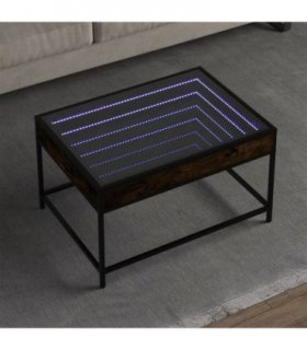 vidaXL Coffee Table with Infinity LED Smoked Oak 70x50x41 cm — Size: 70 x 50 x 41 cm