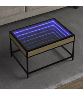 vidaXL Coffee Table with Infinity LED Sonoma Oak 70x50x41 cm — Size: 70 x 50 x 41 cm