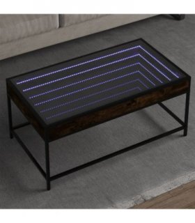vidaXL Coffee Table with Infinity LED Smoked Oak 90x50x41 cm — Size: 90 x 50 x 41 cm