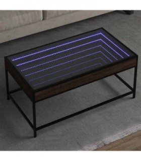 vidaXL Coffee Table with Infinity LED Brown Oak 90x50x41 cm — Size: 90 x 50 x 41 cm