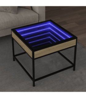 vidaXL Coffee Table with Infinity LED Sonoma Oak 50x50x41 cm — Size: 50 x 50 x 41 cm