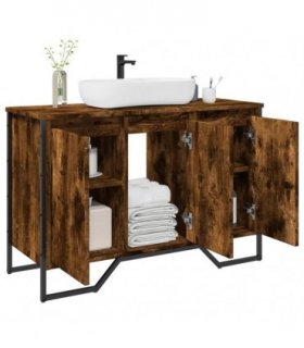 vidaXL Bathroom Sink Cabinet Smoked Oak 91x35x60 cm Engineered Wood