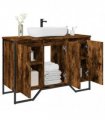 vidaXL Bathroom Sink Cabinet Smoked Oak 91x35x60 cm Engineered Wood